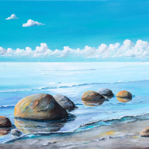 “Sten og Fiskekutter” - Kunsttryk på lærred af Steen Karlsen