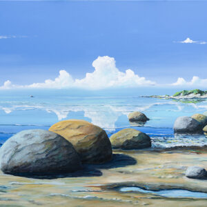 “Sten og Færge” - Kunsttryk på lærred af Steen Karlsen