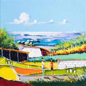 “To mennesker og en båd” - Kunsttryk på lærred af Steen Karlsen